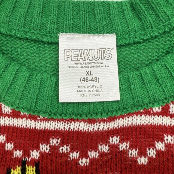 Peanuts Adult Unisex XL Snoopy Joe Cool Ugly Christmas Sweater Red Green - Picture 4 of 5